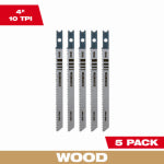 MILWAUKEE Milwaukee 48-42-0540 Jig Saw Blade, 9/32 in W, 3-5/8 in L, 10 TPI, High-Carbon Steel Cutting Edge TOOLS MILWAUKEE