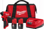 MILWAUKEE ELECTRIC TOOL CORP M12 Cordless Subcompact Impact Driver Kit, Brushless Motor, 1/4 In., (2) Batteries & Charger
