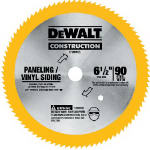 DEWALT ACCESSORIES Vinyl & Panel Circular Saw Blade, 6.5-In., 90-TPI