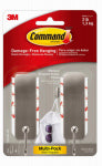 3M COMPANY Medium Brushed Nickel Hooks, 2 Hooks/4 Strips