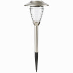 FUSION PRODUCTS LTD. Solar Stake Light, Stainless Steel, Ribbed Glass