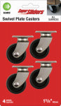 SHEPHERD HDWE. PROD., LLC. Super Sliders 1-5/8 In. Black Swivel Plate Caster (4-Pack)