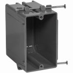 GB Gardner Bender BOX-NS18 Switch/Outlet Box, Standard Outlet, 1-Gang, 4-Knockout, PVC, Gray, In-Wall, Nail Mounting, 1/EA ELECTRICAL GB