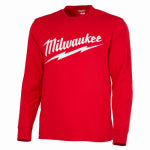 MILWAUKEE ELECTRIC TOOL CORP Heavy-Duty Long-Sleeve T-Shirt, Red, L