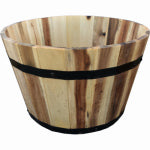 SYNDICATE HOME & GARDEN Wood Barrel Wood Planter, 18 x 11-In. LAWN & GARDEN SYNDICATE HOME & GARDEN