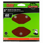 GATOR Gator 3785 Sanding Disc, 5 in Dia, 60 Grit, Coarse, Aluminum Oxide Abrasive, Vented, 5/PK TOOLS GATOR