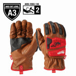 MILWAUKEE ELECTRIC TOOL CORP Impact Leather Work Gloves, Cut Level 3, Men's XL