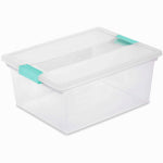STERILITE Sterilite 19658604 Clip Box, Plastic, Blue Aquarium/Clear, 14 in L, 11 in W, 6-1/4 in H HOUSEWARES STERILITE