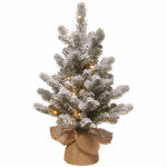 NATIONAL TREE CO-IMPORT Feel Real Artificial Pre-Lit Christmas Tree, Snowy Sheffield Spruce, 15 Warm White LED Lights, 16-In. x 2-Ft. HOLIDAY & PARTY SUPPLIES NATIONAL TREE CO-IMPORT   