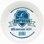 RJ SCHINNER CO Uncoated Paper Plate, White, 9 In., 100-Ct.