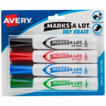 AVERY PRODUCTS CORPORATION Dry Erase Markers, 4-Color 4-Pk.