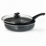 EPOCA INC Elements Deep Saute Pan, Non-Stick Coated Aluminum, Glass Lid, Gray, 4-1/2 Qts.