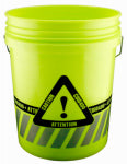LEAKTITE Reflective Caution Bucket, Bright Fluorescent Green/Silver Bands, 5-Gallons