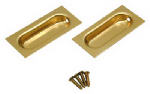 L E JOHNSON Sliding Door Pull, Bright Brass Rectangle, 3 In., 2-Pk.