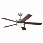 WESTINGHOUSE FAN & LIGHTING Castle Ceiling Fan + LED Light, Brushed Nickel/Reversible Blades, 52 In.