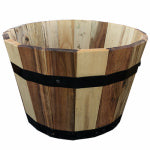 SYNDICATE HOME & GARDEN Wood Barrel Wood Planter, 13 x 8.25-In.