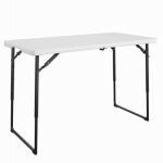 DOREL HOME FURNISHINGS 4-Ft. Folding Table, White Resin Top, Adjustable Height