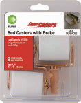 SHEPHERD HDWE. PROD., LLC. 2-1/8" Stem Casters Bed Rollers Brake White 2 Pk