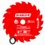 DIABLO Diablo D0620TSR Track Saw Blade, 6-1/2 in Dia, 20 mm Arbor, 20-Teeth, Carbide Cutting Edge TOOLS DIABLO