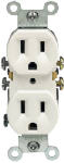 LEVITON MFG CO Residential-Grade Grounding Duplex Receptacle, White, 15A, 125 Volt