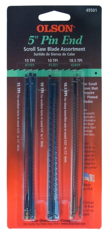 OLSON SAW Olson FR49501 Pin End Blade Assortment, Regular Teeth, 5 in L