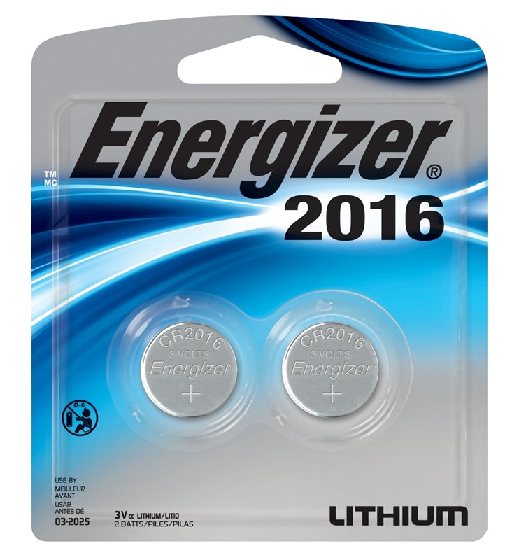 ENERGIZER BATTERY Energizer 2016BP-2 Coin Cell Battery, 3 V Battery, 100 mAh, CR2016 Battery, Lithium, Manganese Dioxide ELECTRICAL ENERGIZER BATTERY   