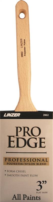 LINZER Linzer 2862-3 Paint Brush, 3 in W, 3-1/4 in L Bristle, Nylon/Polyester Bristle, Flat Sash Handle PAINT LINZER   
