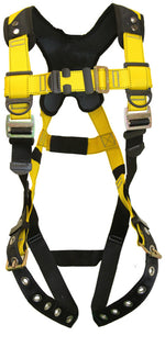 QUALCRAFT INDUSTRIES Guardian Fall Protection 37106 Full Body Harness, XL/2XL, 130 to 420 lb, Polyester Webbing, Black/Yellow AUTOMOTIVE QUALCRAFT INDUSTRIES   