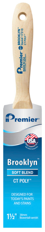 PREMIER PAINT ROLLER Premier Brooklyn 17310 Paint Brush, 1-1/2 in W, Beavertail Varnish Brush, 2-1/2 in L Bristle, Polyester Bristle PAINT PREMIER PAINT ROLLER   