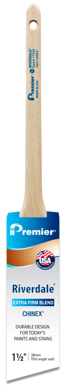 PREMIER PAINT ROLLER Premier Riverdale 17240 Paint Brush, 1-1/2 in W, Thin Angle Sash Brush, 2-3/16 in L Bristle, Chinex Bristle