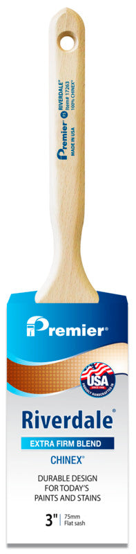 PREMIER PAINT ROLLER Premier Riverdale 17263 Paint Brush, 3 in W, Flat Sash Brush, 3-3/16 in L Bristle, Chinex Bristle PAINT PREMIER PAINT ROLLER   