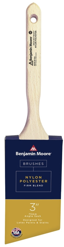PREMIER PAINT ROLLER Benjamin Moore U61730-017 Paint Brush, Firm Brush, 3-3/16 in L Bristle, Nylon/Polyester Bristle, Angle Sash Handle PAINT PREMIER PAINT ROLLER