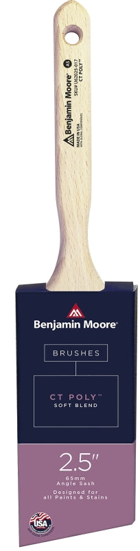 PREMIER PAINT ROLLER Benjamin Moore U62025-017 Paint Brush, Soft Brush, 3 in L Bristle, CT Polymer Bristle, Angle Sash Handle PAINT PREMIER PAINT ROLLER