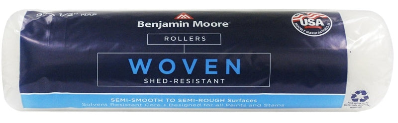 PREMIER PAINT ROLLER Benjamin Moore U65697-018 Woven Roller Cover, 1/2 in Thick Nap, 9 in L PAINT PREMIER PAINT ROLLER