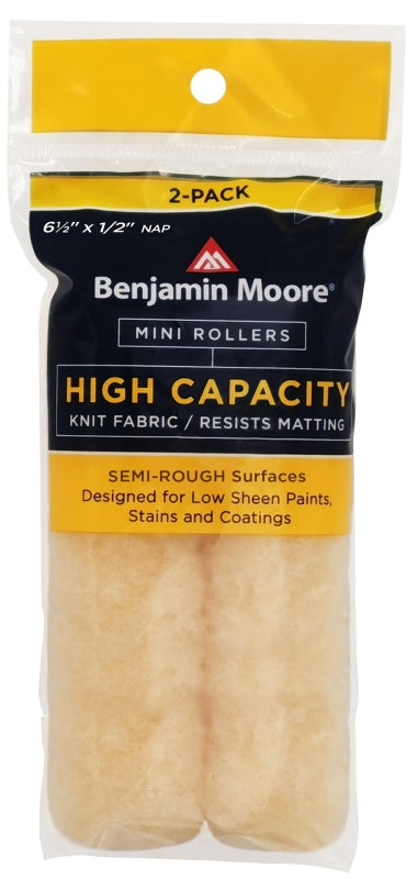 PREMIER PAINT ROLLER Benjamin Moore U66503-018 Mini Roller Cover, 1/2 in Thick Nap, 6-1/2 in L, Wool Cover, Buff PAINT PREMIER PAINT ROLLER