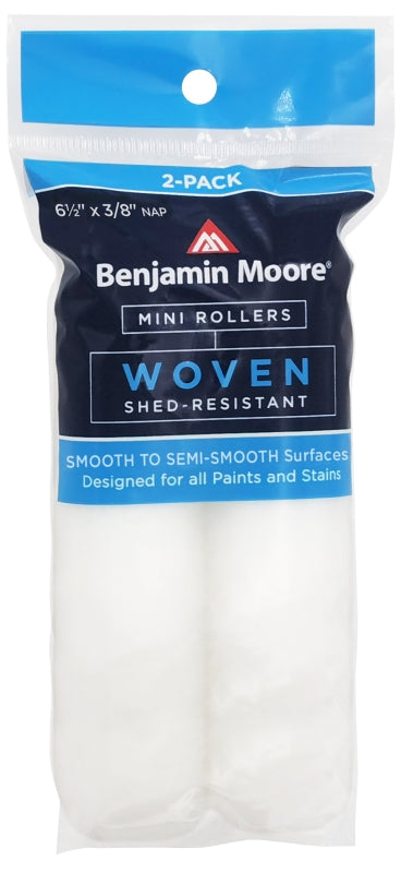 PREMIER PAINT ROLLER Benjamin Moore U66303-018 Woven Mini Roller Cover, 3/8 in Thick Nap, 6-1/2 in L PAINT PREMIER PAINT ROLLER