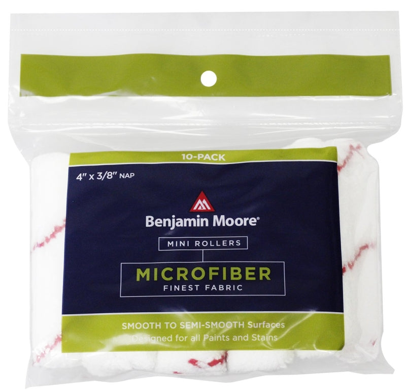 PREMIER PAINT ROLLER Benjamin Moore U66201-018 Mini Roller Cover, 3/8 in Thick Nap, 4 in L, Microfiber Cover, Red/White PAINT PREMIER PAINT ROLLER