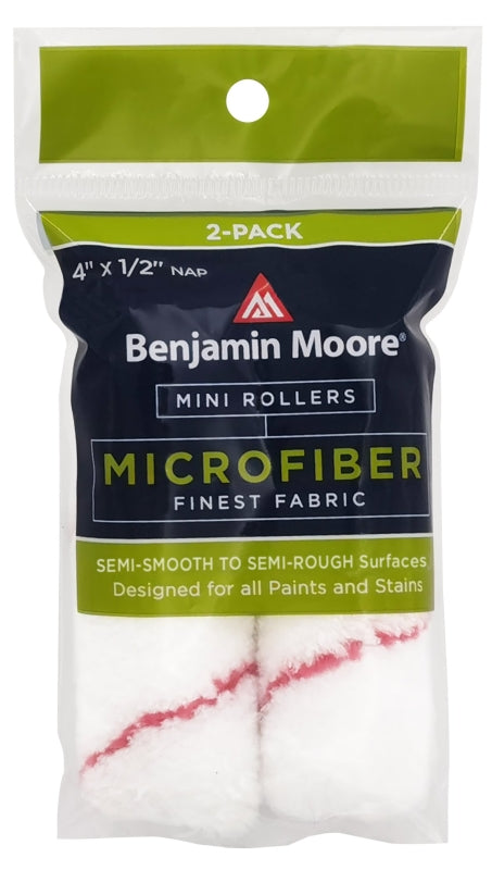 PREMIER PAINT ROLLER Benjamin Moore U66202-018 Mini Roller Cover, 1/2 in Thick Nap, 4 in L, Microfiber Cover, Red/White PAINT PREMIER PAINT ROLLER