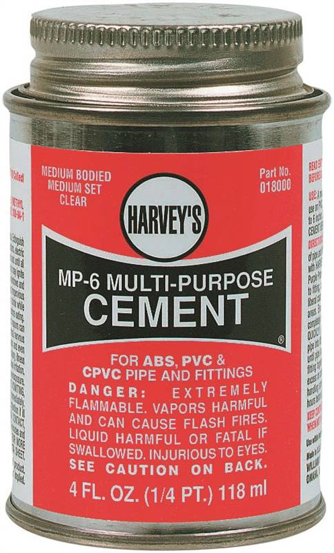 HARVEY Harvey 018000-24 Solvent Cement, 4 oz Can, Liquid, Milky Clear PLUMBING, HEATING & VENTILATION HARVEY   