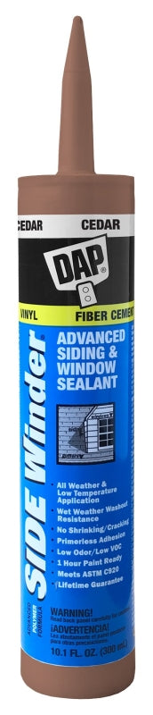 DAP DAP 00823 Siding and Window Sealant, Cedar, 24 hr Curing, -35 to 140 deg F, 10.1 oz Cartridge PAINT DAP