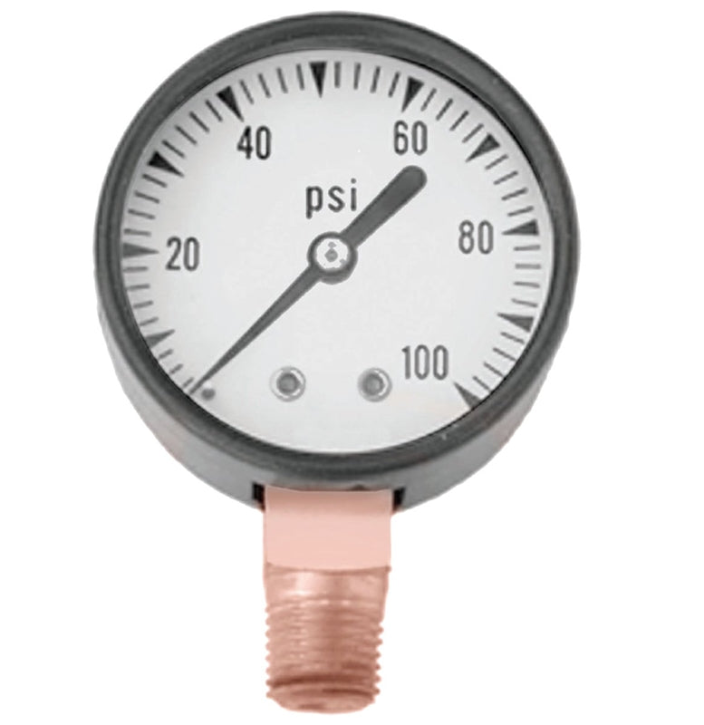 SIMMONS MFG Simmons 1305 Pressure Gauge, 1/4 in Connection, MPT, 2 in Dial, Steel Gauge Case, 0 to 100 lb, Lower Connection PLUMBING, HEATING & VENTILATION SIMMONS MFG   