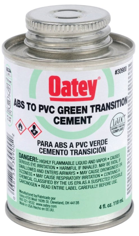 OATEY Oatey 30900 Medium-Bodied Transition Cement, 4 oz Can, Liquid, Green PLUMBING, HEATING & VENTILATION OATEY