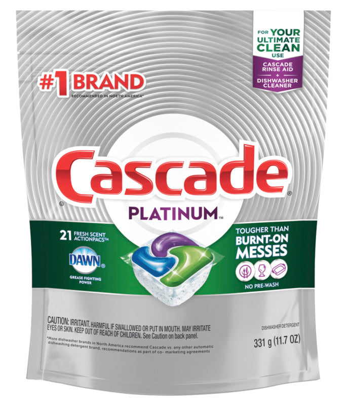 CASCADE Cascade Platinum 80720 Dishwasher Detergent, 11.7 oz, Solid, Fresh, White CLEANING & JANITORIAL SUPPLIES CASCADE   