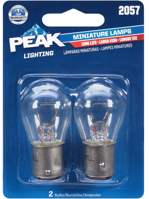 EIKO Peak 2057LL-BPP Miniature Automotive Bulb, 12.8 V, 27 W, Incandescent Lamp, Bayonet, Clear AUTOMOTIVE EIKO   