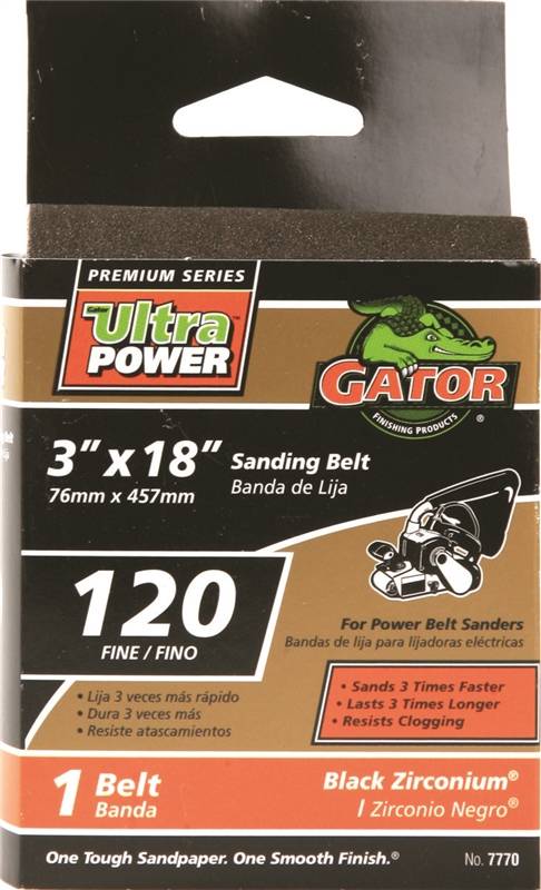 GATOR Gator 7770 Sanding Belt, 3 in W, 18 in L, 120 Grit, Fine, Zirconium Oxide Abrasive TOOLS GATOR   
