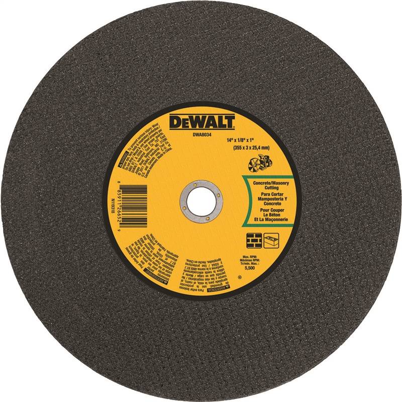 DEWALT DeWALT DWA8034 Cutting Wheel, 14 in Dia, 1/8 in Thick, 1 in Arbor, Coarse, Silicone Carbide Abrasive TOOLS DEWALT   