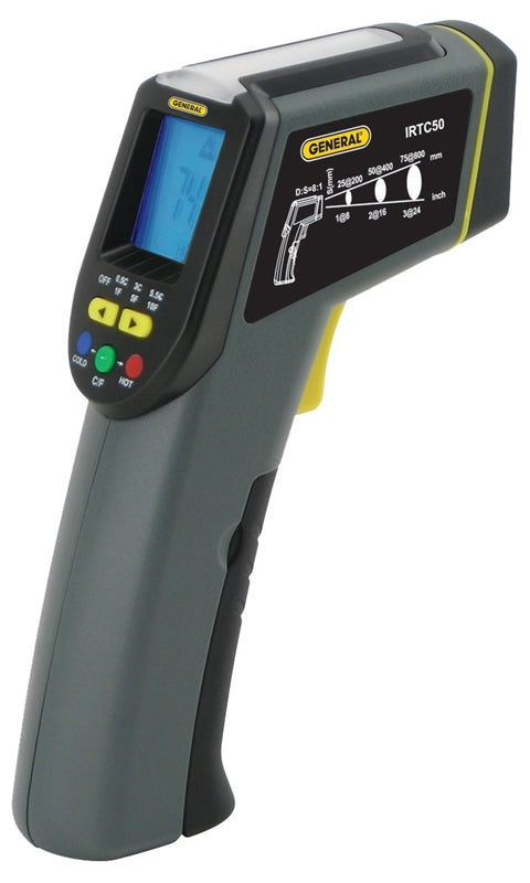 GENERAL General IRTC50 Infrared Thermometer with Tricolor Light Panel, -40 to 428 deg F, 0.1 deg Resolution, LCD Display ELECTRICAL GENERAL   