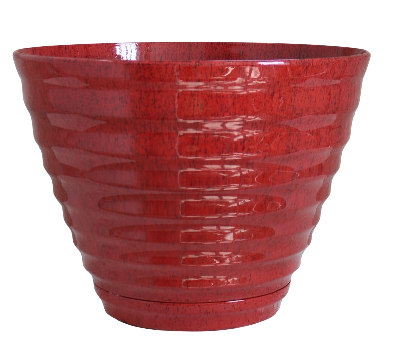 SOUTHERN PATIO Southern Patio HDR-064763 Planter, 15.9 in Dia, 12.3 in H, Round, Beehive Design, Resin, Red LAWN & GARDEN SOUTHERN PATIO