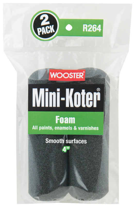 WOOSTER BRUSH Wooster R264-4 Mini Roller Cover, 4 in L, Foam Cover, 2/PK PAINT WOOSTER BRUSH   