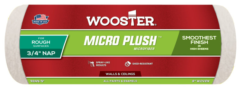 WOOSTER BRUSH Wooster R249-9 Roller Cover, 3/4 in Thick Nap, Microfiber Cover, Green PAINT WOOSTER BRUSH